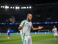 Federico Dimarco of Italy celebrates a goal during the UEFA Nations League 2024/25 League A Group A2 match between France and Italy at Parc...