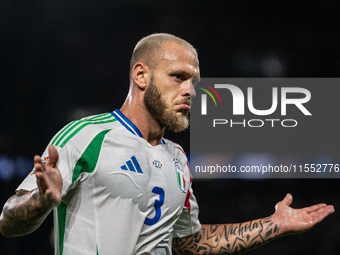 Federico Dimarco of Italy celebrates a goal during the UEFA Nations League 2024/25 League A Group A2 match between France and Italy at Parc...