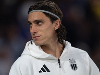 Riccardo Calafiori of Italy enters the pitch before the UEFA Nations League 2024/25 League A Group A2 match between France and Italy at Parc...