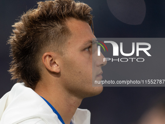 Mateo Retegui of Italy enters the pitch before the UEFA Nations League 2024/25 League A Group A2 match between France and Italy at Parc des...