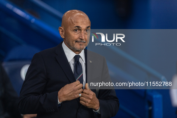 Luciano Spalletti, Head Coach of Italy, sits on the bench before the UEFA Nations League 2024/25 League A Group A2 match between France and...