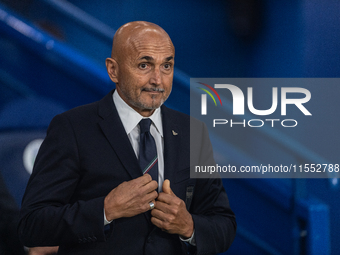 Luciano Spalletti, Head Coach of Italy, sits on the bench before the UEFA Nations League 2024/25 League A Group A2 match between France and...