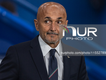 Luciano Spalletti, Head Coach of Italy, sits on the bench before the UEFA Nations League 2024/25 League A Group A2 match between France and...