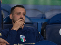 Federico Gatti of Italy sits on the bench before the UEFA Nations League 2024/25 League A Group A2 match between France and Italy at Parc de...