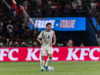 Sandro Tonali of Italy is in action during the UEFA Nations League 2024/25 League A Group A2 match between France and Italy in Paris, France...