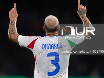 Federico Dimarco of Italy celebrates a goal during the UEFA Nations League 2024/25 League A Group A2 match between France and Italy in Paris...