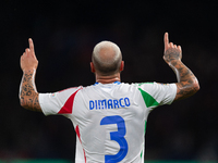 Federico Dimarco of Italy celebrates a goal during the UEFA Nations League 2024/25 League A Group A2 match between France and Italy in Paris...