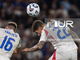 Giovanni di Lorenzo of Italy is in action during the UEFA Nations League 2024/25 League A Group A2 match between France and Italy at Parc de...