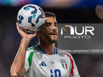 Lorenzo Pellegrini of Italy is in action during the UEFA Nations League 2024/25 League A Group A2 match between France and Italy at Parc des...