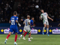 Alessandro Bastoni of Italy is in action during the UEFA Nations League 2024/25 League A Group A2 match between France and Italy at Parc des...