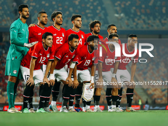 Egypt national team players prior to the Africa Cup of Nations Qualifiers Morocco 2025 match between Egypt and Cape Verde at Cairo Internati...