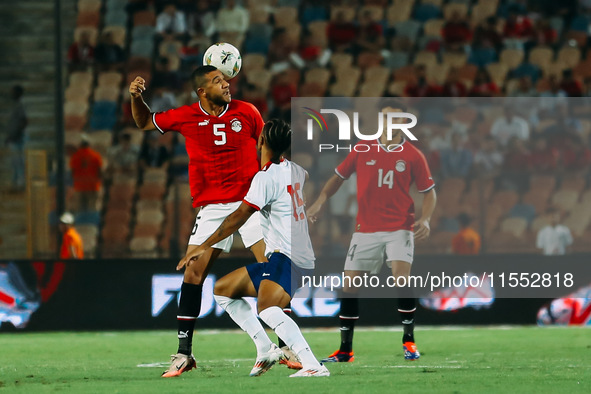 Egypt's Rami Rabia challenges Cape Verde's player during the 2025 Africa Cup of Nations Qualifiers Morocco match between Egypt and Cape Verd...