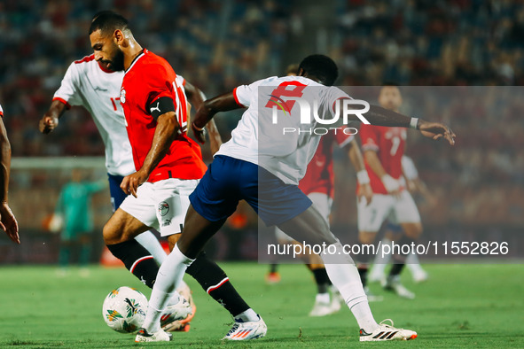 Mohamed Salah of Egypt challenges a Cape Verde player during the Egypt vs Cape Verde match in the 2025 Africa Cup of Nations Qualifiers Moro...