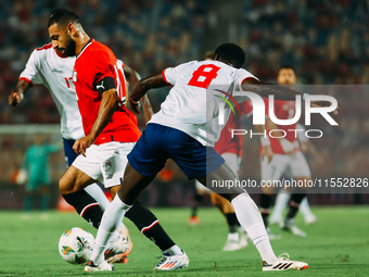 Mohamed Salah of Egypt challenges a Cape Verde player during the Egypt vs Cape Verde match in the 2025 Africa Cup of Nations Qualifiers Moro...