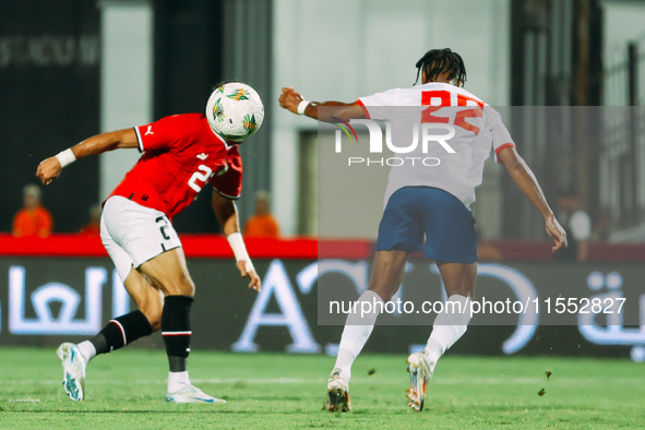 Omar Marmoush of the Egyptian national team challenges a Cape Verde player during the Egypt vs Cape Verde match in the 2025 Africa Cup of Na...