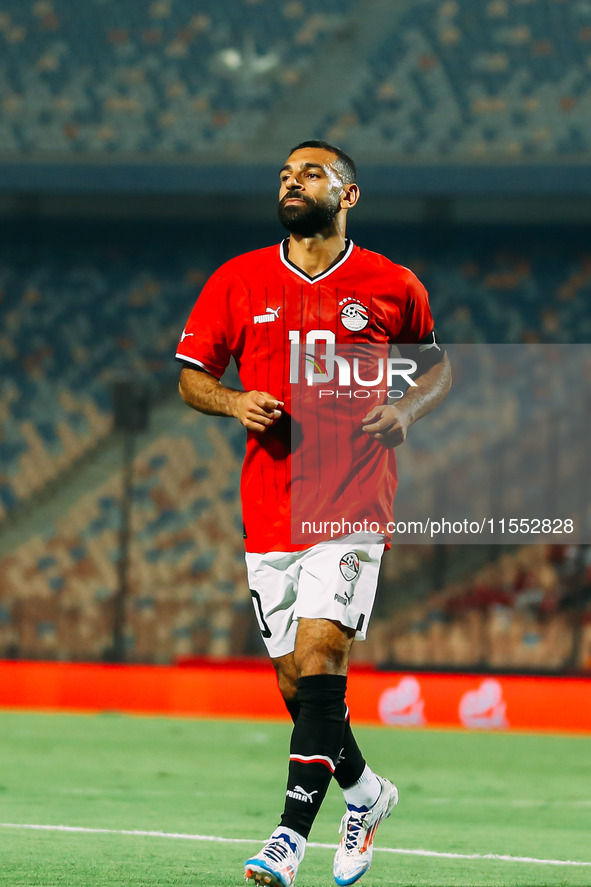 Mohamed Salah of Egypt challenges a Cape Verde player during the Egypt vs Cape Verde match in the 2025 Africa Cup of Nations Qualifiers Moro...