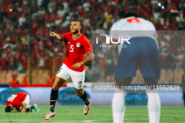 Egypt's Rami Rabia celebrates scoring against Cape Verde during the Egypt vs Cape Verde match in the 2025 Africa Cup of Nations Qualifiers M...