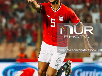 Egypt's Rami Rabia celebrates scoring against Cape Verde during the Egypt vs Cape Verde match in the 2025 Africa Cup of Nations Qualifiers M...