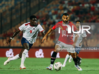 Mohamed Salah of Egypt challenges a Cape Verde player during the Egypt vs Cape Verde match in the 2025 Africa Cup of Nations Qualifiers Moro...