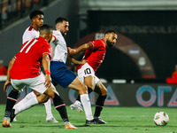 Mohamed Salah of Egypt challenges a Cape Verde player during the Egypt vs Cape Verde match in the 2025 Africa Cup of Nations Qualifiers Moro...