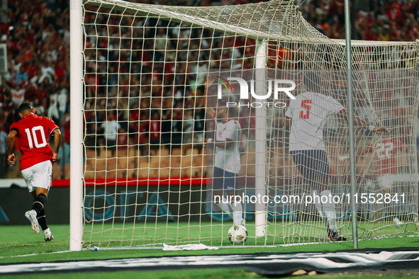 Egypt's Omar Marmoush celebrates scoring against Cape Verde during the Egypt vs Cape Verde 2025 Africa Cup of Nations Qualifiers Morocco mat...