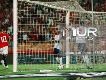 Egypt's Omar Marmoush celebrates scoring against Cape Verde during the Egypt vs Cape Verde 2025 Africa Cup of Nations Qualifiers Morocco mat...