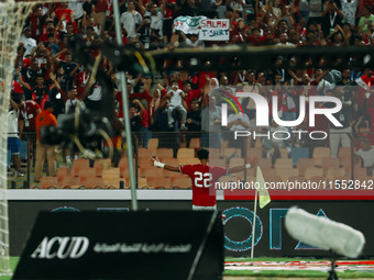 Egypt's Omar Marmoush celebrates scoring against Cape Verde during the Egypt vs Cape Verde 2025 Africa Cup of Nations Qualifiers Morocco mat...