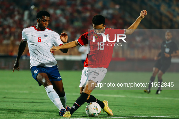 Mostafa Fathi of Egypt plays against Cape Verde during the Egypt vs Cape Verde match in the 2025 Africa Cup of Nations Qualifiers Morocco at...