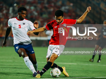 Mostafa Fathi of Egypt plays against Cape Verde during the Egypt vs Cape Verde match in the 2025 Africa Cup of Nations Qualifiers Morocco at...