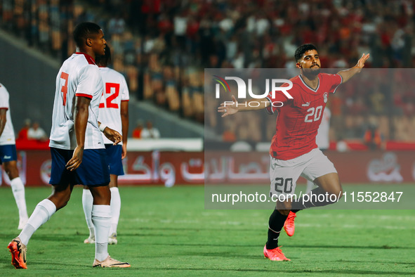 Egypt's Ibrahim Adel celebrates scoring against Cape Verde during the Egypt vs Cape Verde match in the 2025 Africa Cup of Nations Qualifiers...