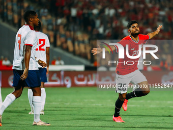 Egypt's Ibrahim Adel celebrates scoring against Cape Verde during the Egypt vs Cape Verde match in the 2025 Africa Cup of Nations Qualifiers...