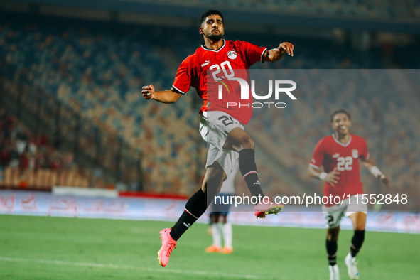 Egypt's Ibrahim Adel celebrates scoring against Cape Verde during the Egypt vs Cape Verde match in the 2025 Africa Cup of Nations Qualifiers...