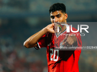 Egypt's Ibrahim Adel celebrates scoring against Cape Verde during the Egypt vs Cape Verde match in the 2025 Africa Cup of Nations Qualifiers...