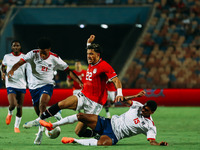 Omar Marmoush of the Egyptian national team challenges a Cape Verde player during the Egypt vs Cape Verde match in the 2025 Africa Cup of Na...