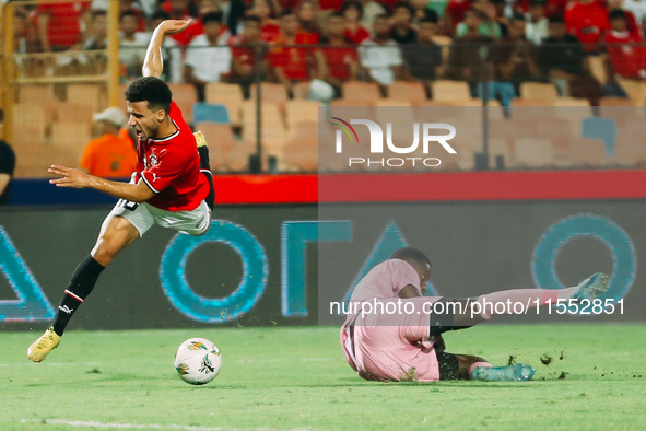 Mostafa Fathi of Egypt plays against Cape Verde during the Egypt vs Cape Verde match in the 2025 Africa Cup of Nations Qualifiers Morocco at...