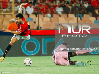 Mostafa Fathi of Egypt plays against Cape Verde during the Egypt vs Cape Verde match in the 2025 Africa Cup of Nations Qualifiers Morocco at...