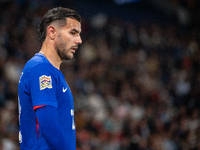 Theo Hernandez is in action during the UEFA Nations League 2024/25 League A Group A2 match between France and Italy at Parc des Princes stad...