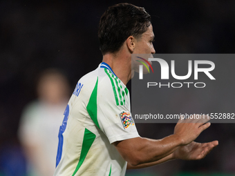 Giacomo Raspadori of Italy is in action during the UEFA Nations League 2024/25 League A Group A2 match between France and Italy at Parc des...