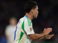 Giacomo Raspadori of Italy is in action during the UEFA Nations League 2024/25 League A Group A2 match between France and Italy at Parc des...