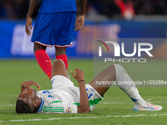 Destiny Udogie of Italy is in action during the UEFA Nations League 2024/25 League A Group A2 match between France and Italy at Parc des Pri...