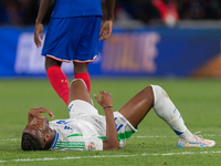 Destiny Udogie of Italy is in action during the UEFA Nations League 2024/25 League A Group A2 match between France and Italy at Parc des Pri...