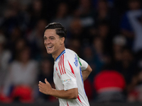 Giacomo Raspadori of Italy celebrates a goal during the UEFA Nations League 2024/25 League A Group A2 match between France and Italy at Parc...