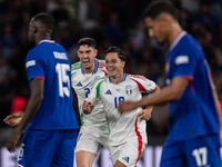 Giacomo Raspadori of Italy celebrates a goal during the UEFA Nations League 2024/25 League A Group A2 match between France and Italy at Parc...