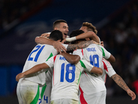 Giacomo Raspadori of Italy celebrates a goal during the UEFA Nations League 2024/25 League A Group A2 match between France and Italy at Parc...