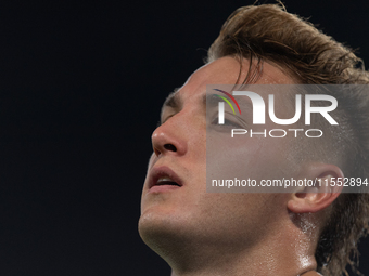 Mateo Retegui of Italy reacts during the UEFA Nations League 2024/25 League A Group A2 match between France and Italy in Paris, France, on S...