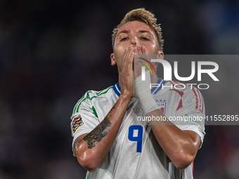 Mateo Retegui of Italy reacts during the UEFA Nations League 2024/25 League A Group A2 match between France and Italy in Paris, France, on S...