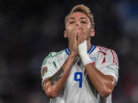 Mateo Retegui of Italy reacts during the UEFA Nations League 2024/25 League A Group A2 match between France and Italy in Paris, France, on S...