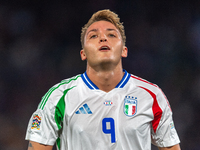 Mateo Retegui of Italy reacts during the UEFA Nations League 2024/25 League A Group A2 match between France and Italy in Paris, France, on S...