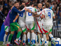 Davide Frattesi of Italy celebrates a goal during the UEFA Nations League 2024/25 League A Group A2 match between France and Italy at Parc d...