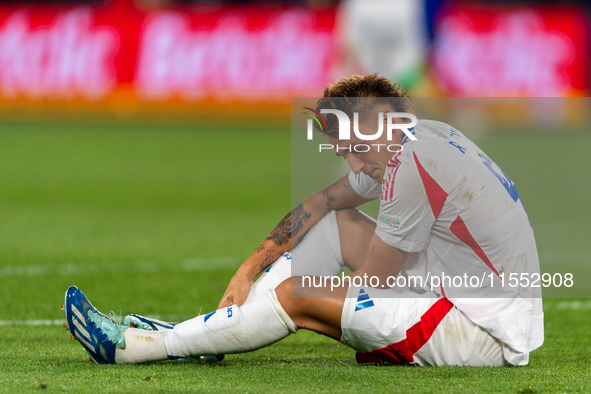 Mateo Retegui of Italy reacts during the UEFA Nations League 2024/25 League A Group A2 match between France and Italy in Paris, France, on S...